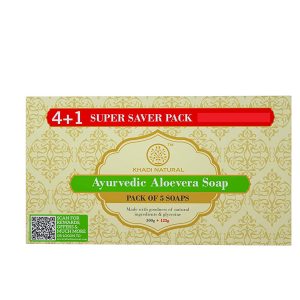 KHADI NATURAL Ayurvedic Aloevera Soap Super Saver Pack 41 125 g Pack of 5 Ayurveda Yoga World 1