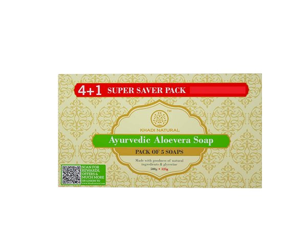 KHADI NATURAL Ayurvedic Aloevera Soap Super Saver Pack 41 125 g Pack of 5 Ayurveda Yoga World 1