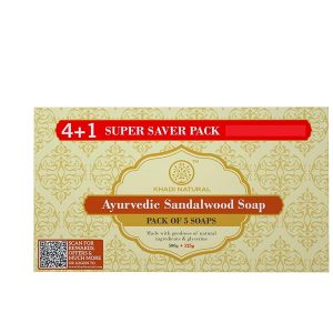 KHADI NATURAL Ayurvedic Sandalwood Soap Super Saver Pack 41 125 g Pack of 5 Ayurveda Yoga World 1