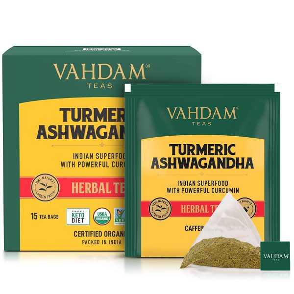 VAHDAM Organic Turmeric Ashwagandha Herbal Tea 15 Tea Bags of Immunity Tea Ayurveda Yoga World 2