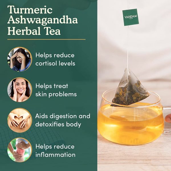 VAHDAM Organic Turmeric Ashwagandha Herbal Tea 15 Tea Bags of Immunity Tea Ayurveda Yoga World 4