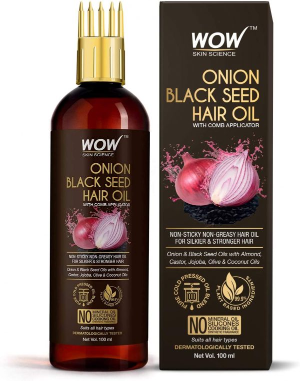 WOW Skin Science Onion Oil Black Seed Onion Hair Oil WITH COMB APPLICATOR 100 ml Ayurveda Yoga World 1