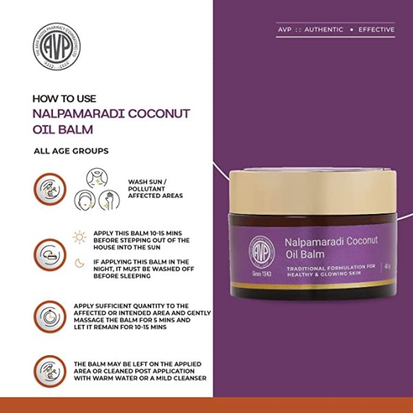 Ayurveda Yoga world AVP Nalpamaradi Coconut Oil Balm 40g Tan Removal Reduce Dark Spots Multipurpose Skincare Skin Lightening Skin Brightening Treatment Glowing Skin 6