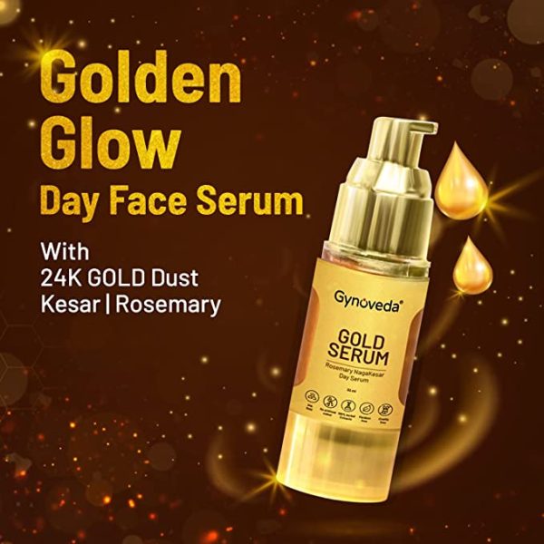 Ayurveda Yoga world Gynoveda 24K Gold Face Serum For Skin Brightening With Kesar Rosemary Facial Like Glow Ayurvedic 2